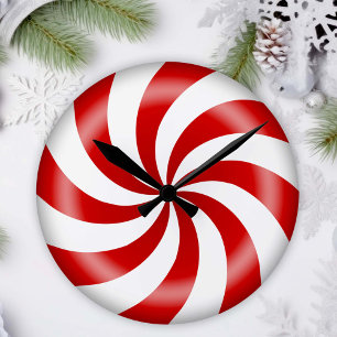 Peppermint Candy Swirl Rund Klocka