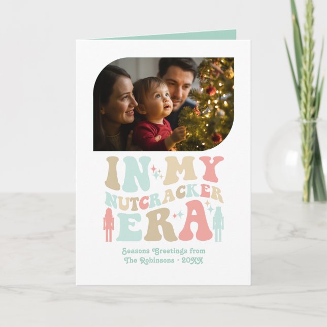 Peppermint Cream Fun Retro Christmas Photos Helgkort (Framsida)