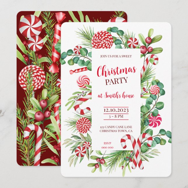 Peppermint Elegance Inbjudningar (Fram/baksida)