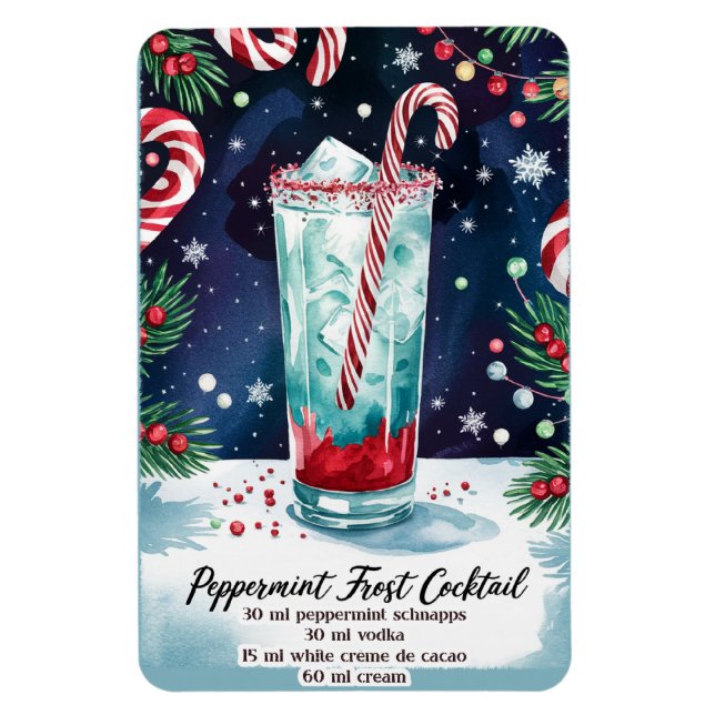 Peppermint Frost Helgdag Cocktail Recipe Magnet (Vertikal)