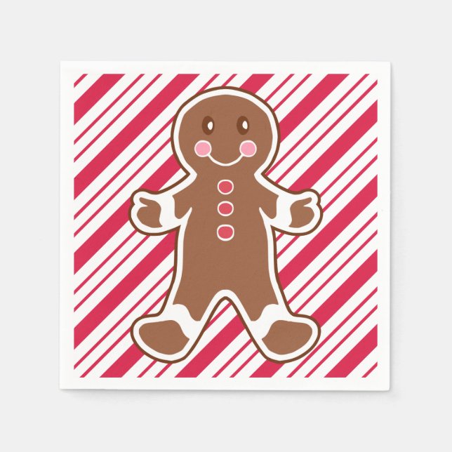 Peppermint Gingerbröd Boy Napkins Pappersservett (Framsidan)