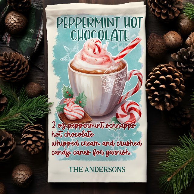 Peppermint Hett Chocolate jul Cocktail Recipe Kökshandduk (Skapare uppladdad)