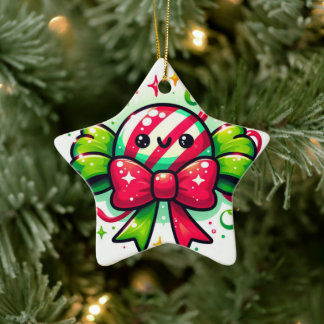 Peppermint Joy: Holiday Candy Character Julgransprydnad Keramik
