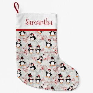 Peppermint jul Penguins Personlig Namn Liten Julstrumpa