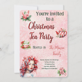 Peppermint jul Tea Party Rosa Snowflake Julkort