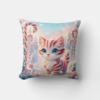 Peppermint Kitten - Candy Cane Forest Pillow Kudde