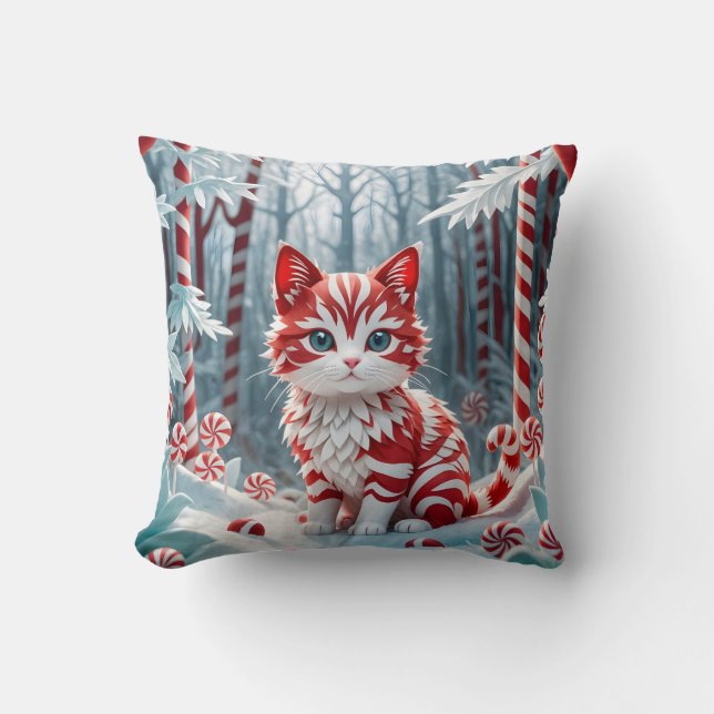 Peppermint Kitten - Candy Cane Forest Pillow Kudde (Framsida)