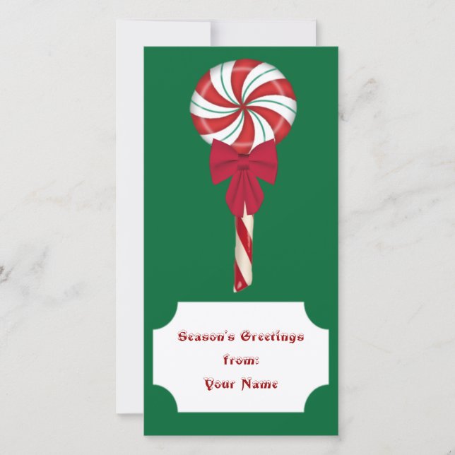 Peppermint Lollipop-fotokort Julkort (Framsida)