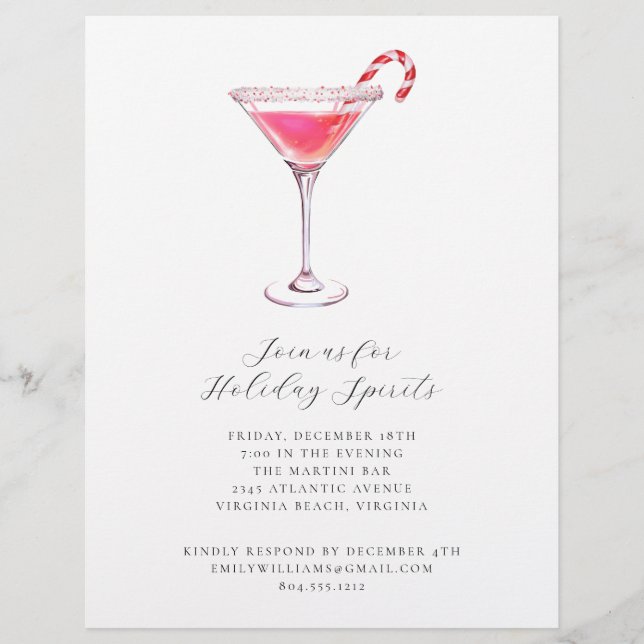 Peppermint Martini Helgdag Cocktail Party Inbjudan Reklamblad (Framsidan)