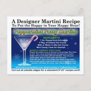 Peppermint Patty jul Martini Recipe Postcard Vykort