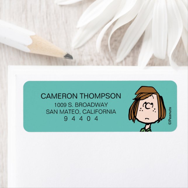 Peppermint Patty Rolling Öga Returadress Etikett (Insitu)