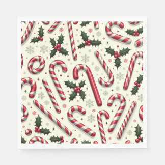 Peppermint Pleasures: Holly & Candy cane Bord Nap Pappersservett