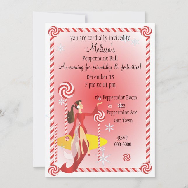 Peppermint Princess Sitta Söt Inbjudningar (Framsida)