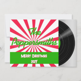 Peppermint Retro Vinyl Record Album Helgdag Card Julkort