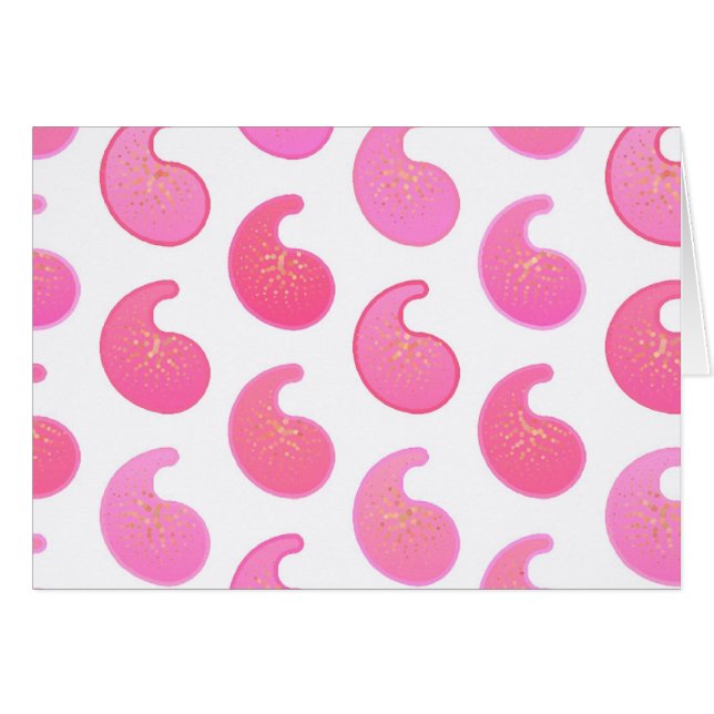 Peppermint rosa paisley på vitt hälsningskort (Framsidan Horizontal)