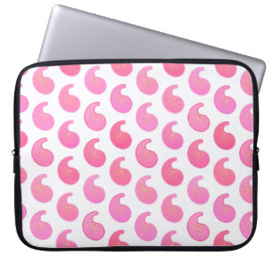 Peppermint rosa paisley på vitt laptop fodral