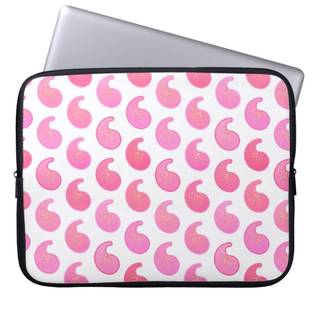 Peppermint rosa paisley på vitt laptop fodral (Framsidan)