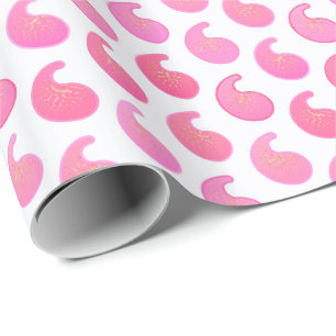 Peppermint rosa paisley på vitt presentpapper