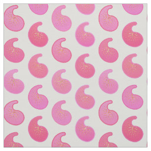 Peppermint rosa paisley på vitt tyg