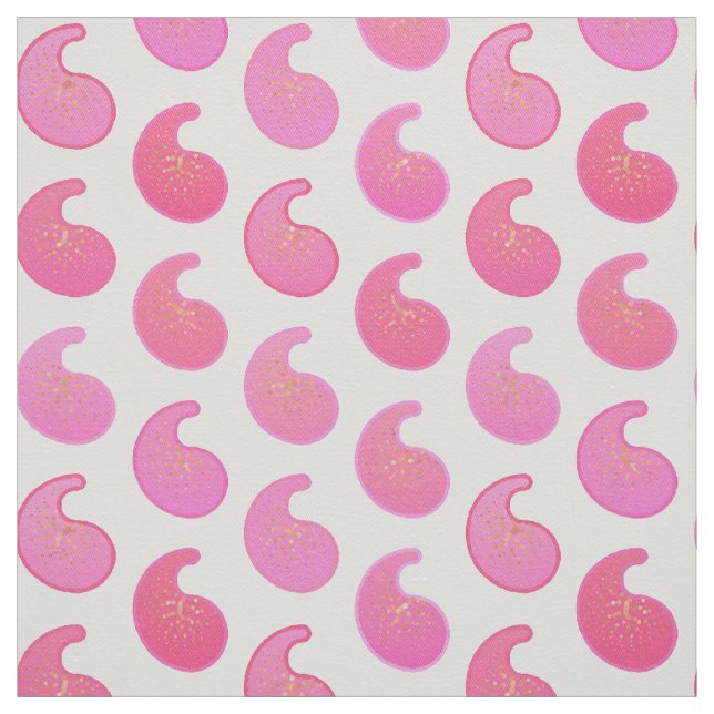 Peppermint rosa paisley på vitt tyg (Provkarta)