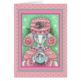 PEPPERMINT ROSA PUDEL CHRISTMAS GREETING CARD V OBS KORT