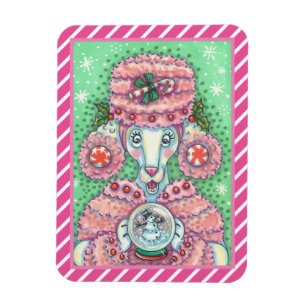 PEPPERMINT ROSA PUDEL, FUNNY CHRISTMAS HUND MAGNET