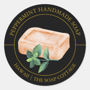 Peppermint Soap-etikett Runt Klistermärke