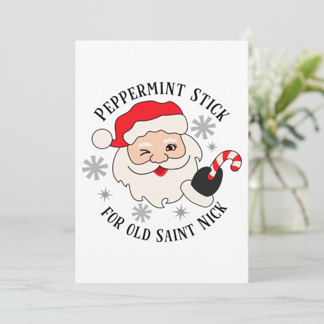 Peppermint Stick för gamle tomten Julkort (Stående Fram)