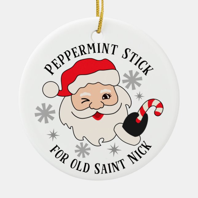 Peppermint Stick för Old Saint Nick Julgransprydnad Keramik (Framsidan)