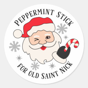 Peppermint Stick för Old Saint Nick Runt Klistermärke
