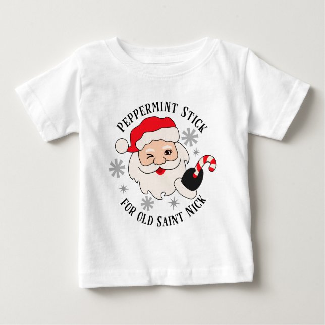 Peppermint Stick för Old Saint Nick T Shirt (Framsida)