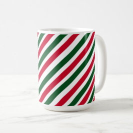Peppermint Stick Stripes in Red, Green, and White Kaffemugg