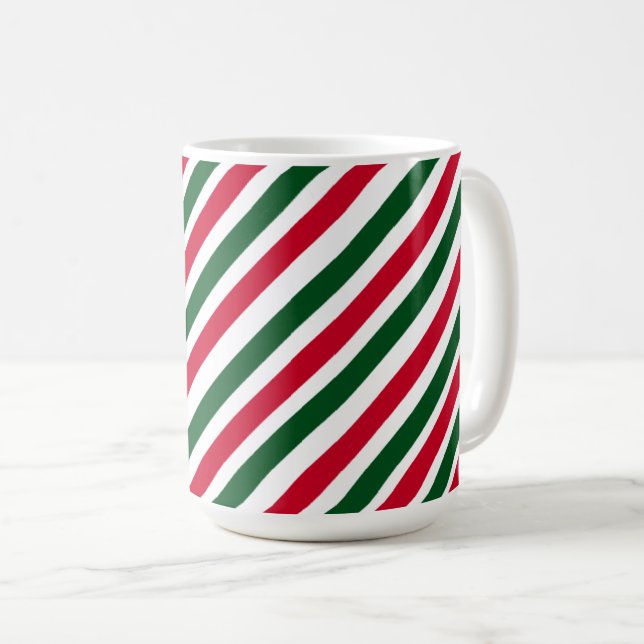Peppermint Stick Stripes in Red, Green, and White Kaffemugg (Framsida höger)