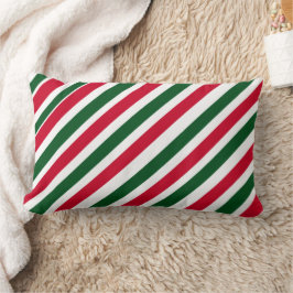 Peppermint Stick Stripes in Red, Green, and White Lumbarkudde