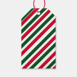 Peppermint Stick Stripes in Red, Green, and White Presentetikett