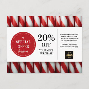 Peppermint Sticks jul Anpassningsbar Kupongrabatt Vykort