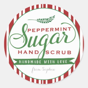 Peppermint Sugar SCrub Labels Anpassningsbar Mason Runt Klistermärke