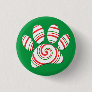 Peppermint Swirl Hund i Röd Grönt Vit Knapp