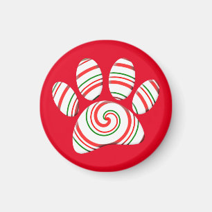 Peppermint Swirl Hund i Röd Grönt Vit Magnet