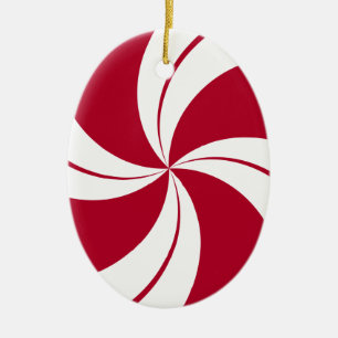 Peppermint Swirl Rand Candy Julgransprydnad Keramik