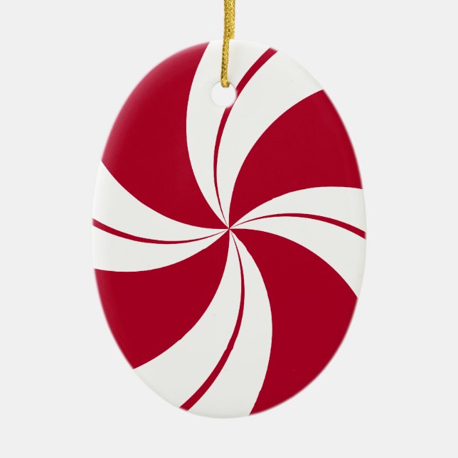 Peppermint Swirl Rand Candy Julgransprydnad Keramik (Framsidan)