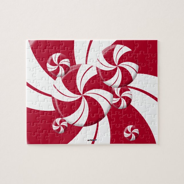 Peppermint Swirl Rand Candy Pussel (Horisontell)