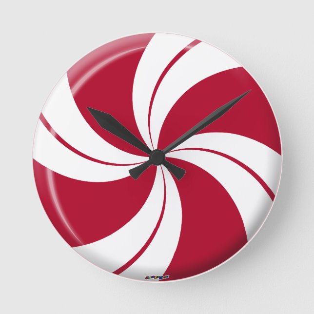 Peppermint Swirl Rand Candy Rund Klocka (Framsida)