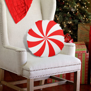 Peppermint Swirl Red White Rund Kudde