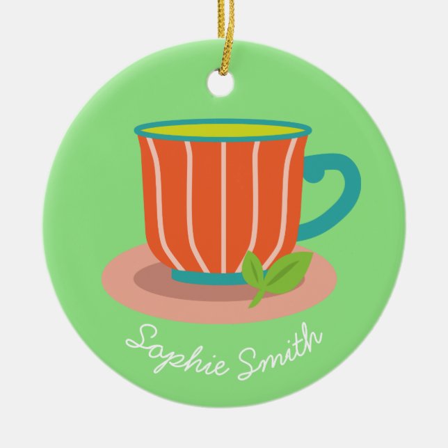 Peppermint-te för te älskare julgransprydnad keramik (Framsidan)