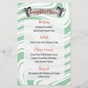 Peppermint twist-cateringen Julmiddag-menyn Brevpapper