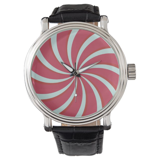 Peppermint Twist Godisvirvel Minimalistisk Klocka (Framsida)