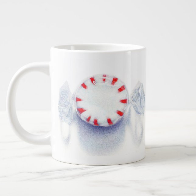 PEPPERMINTS KARAMELL Stor Vit Mugg Jumbo Mugg (Vänster)
