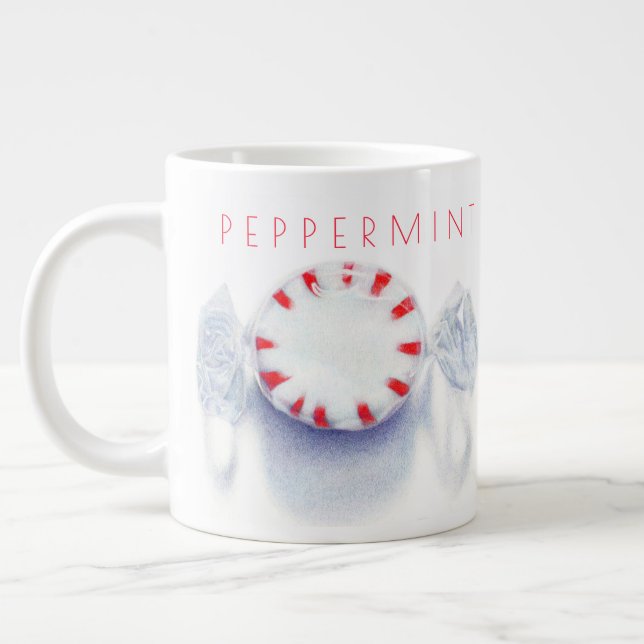 PEPPERMINTS KARAMELL Stor Vit Mugg + Text Jumbo Mugg (Vänster)