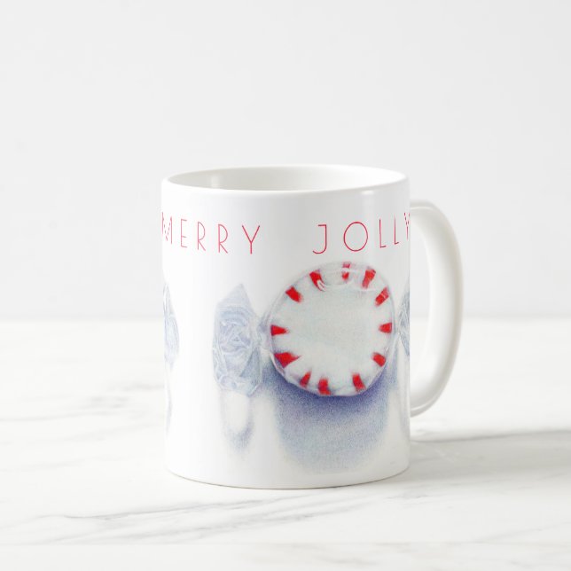 PEPPERMINTSOCKER "GLAD GLAD JUL" Vit Mugg (Framsida höger)